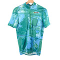 Vintage 90s Giessegi Teal Blue Abstract Print Half-Zip Cycling Jersey