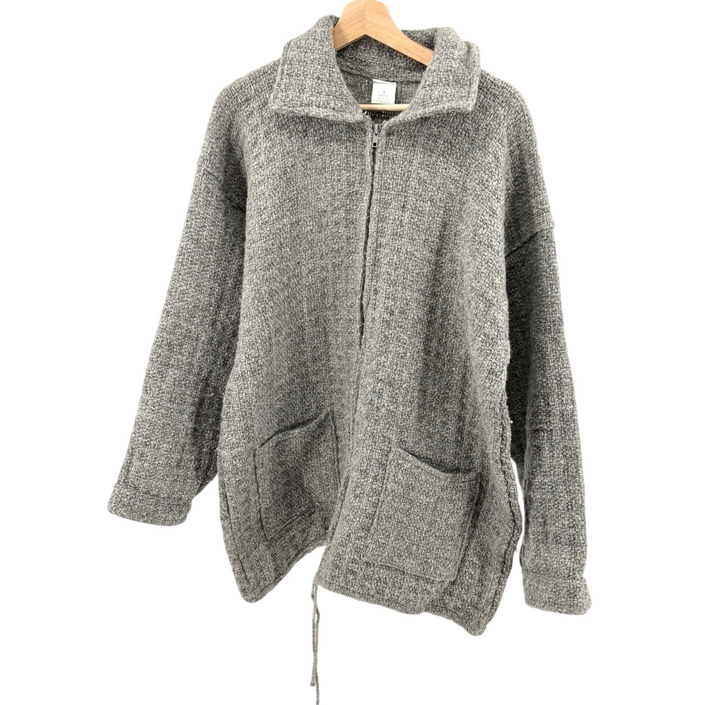 Inka Maki Gray 100% Wool Oversized Zip Front Cardigan Sweater
