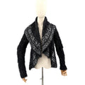 Vintage Y2K Alberto Makali Black White Studded Eyelash Knit Cardigan