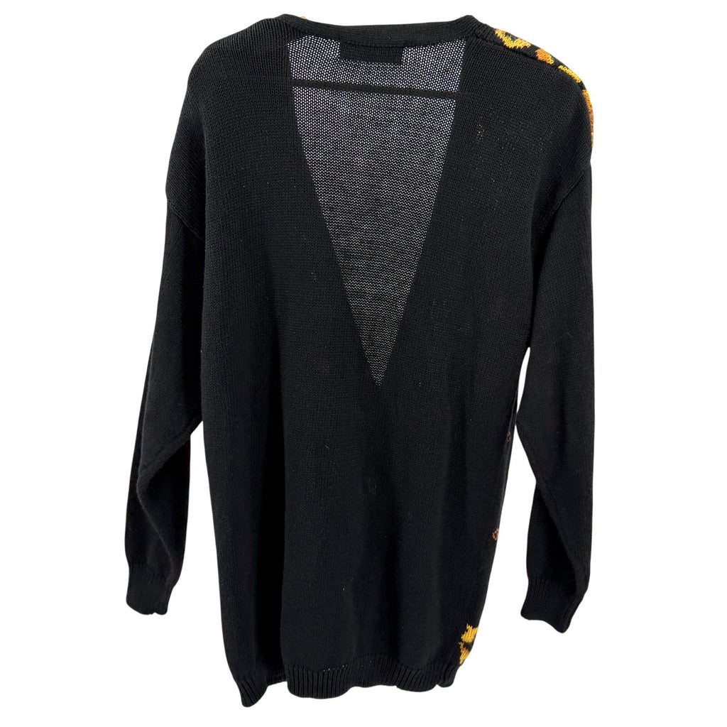 Vintage 90s SK & Company Black Gold Baroque Mobwife Button Up Cardigan Sweater