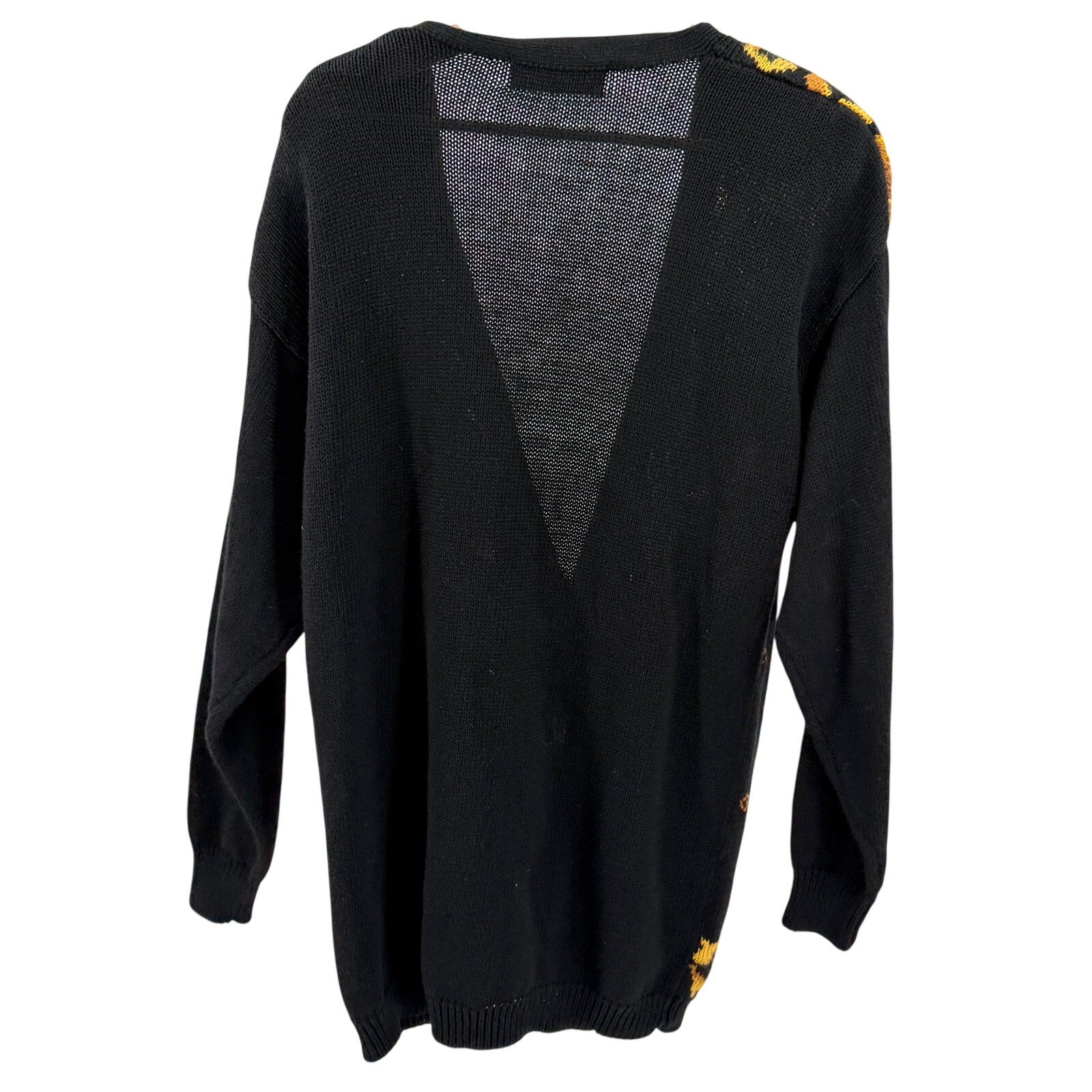 Vintage 90s SK & Company Black Gold Baroque Mobwife Button Up Cardigan Sweater