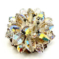Vintage 50s Clear Aurora Borealis Crystal Glamour Wire Wrapped Cluster Brooch
