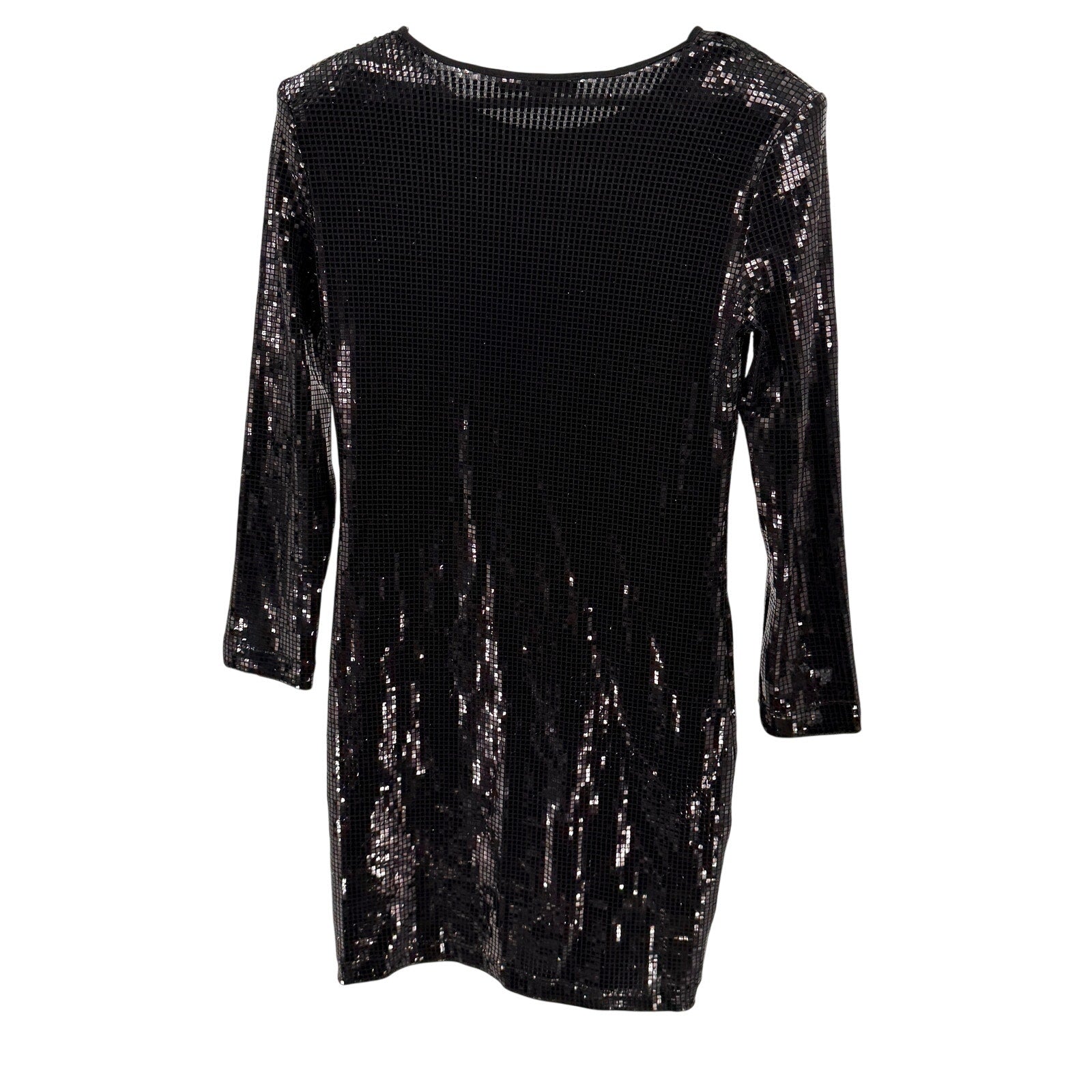 Love Moschino Black Square Sequin Mini Dress Shoulder Pad Stretch Party Shift