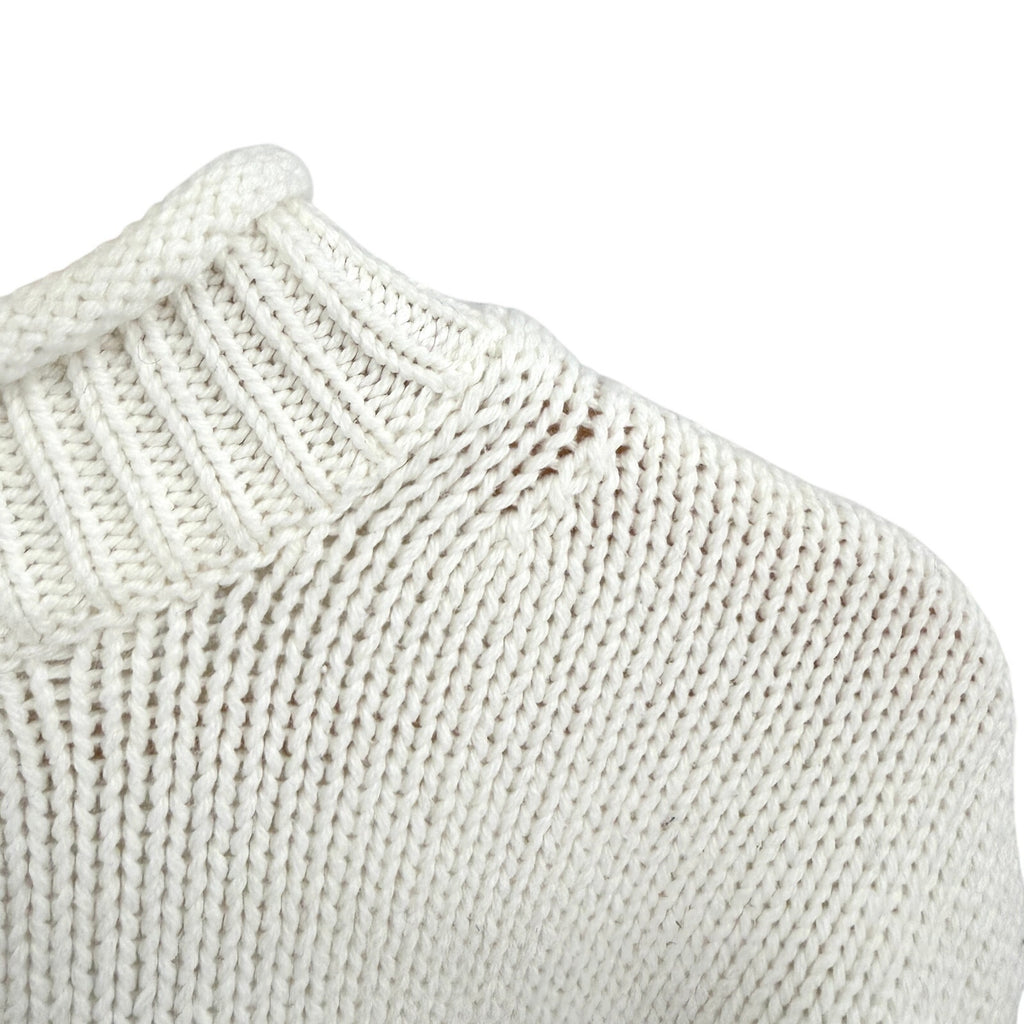 J.Crew White Black 100% Cotton Striped Cropped Mock Neck Sweater