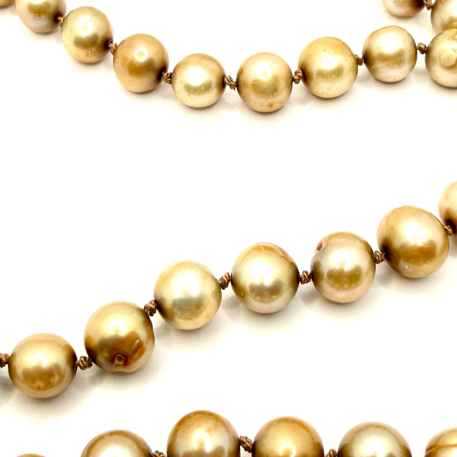 Vintage 90s Champagne Genuine Pearl Hand Knotted Rope Statement Necklace