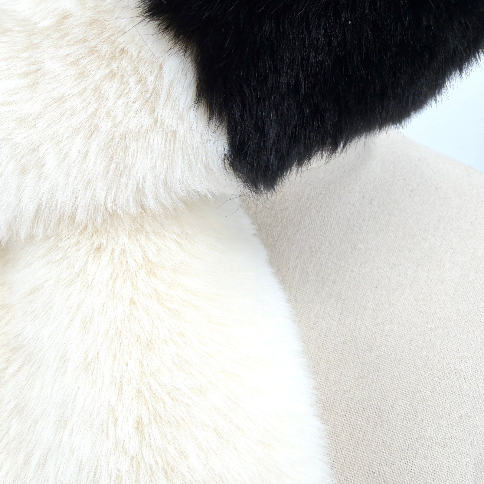 Anthropologie Black White Colorblock Striped Plush Long Winter Scarf