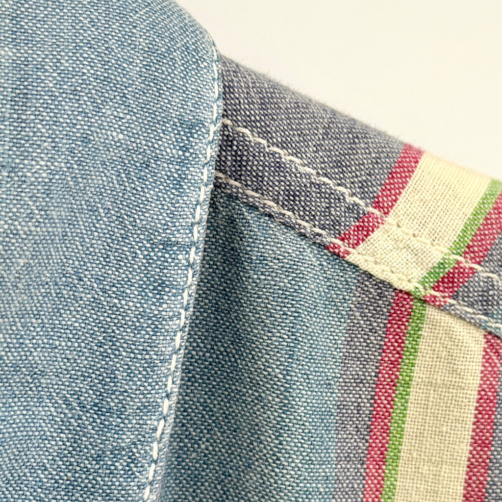 Vintage 90s Address Unknown Blue 100% Cotton Striped Button Down Shirt