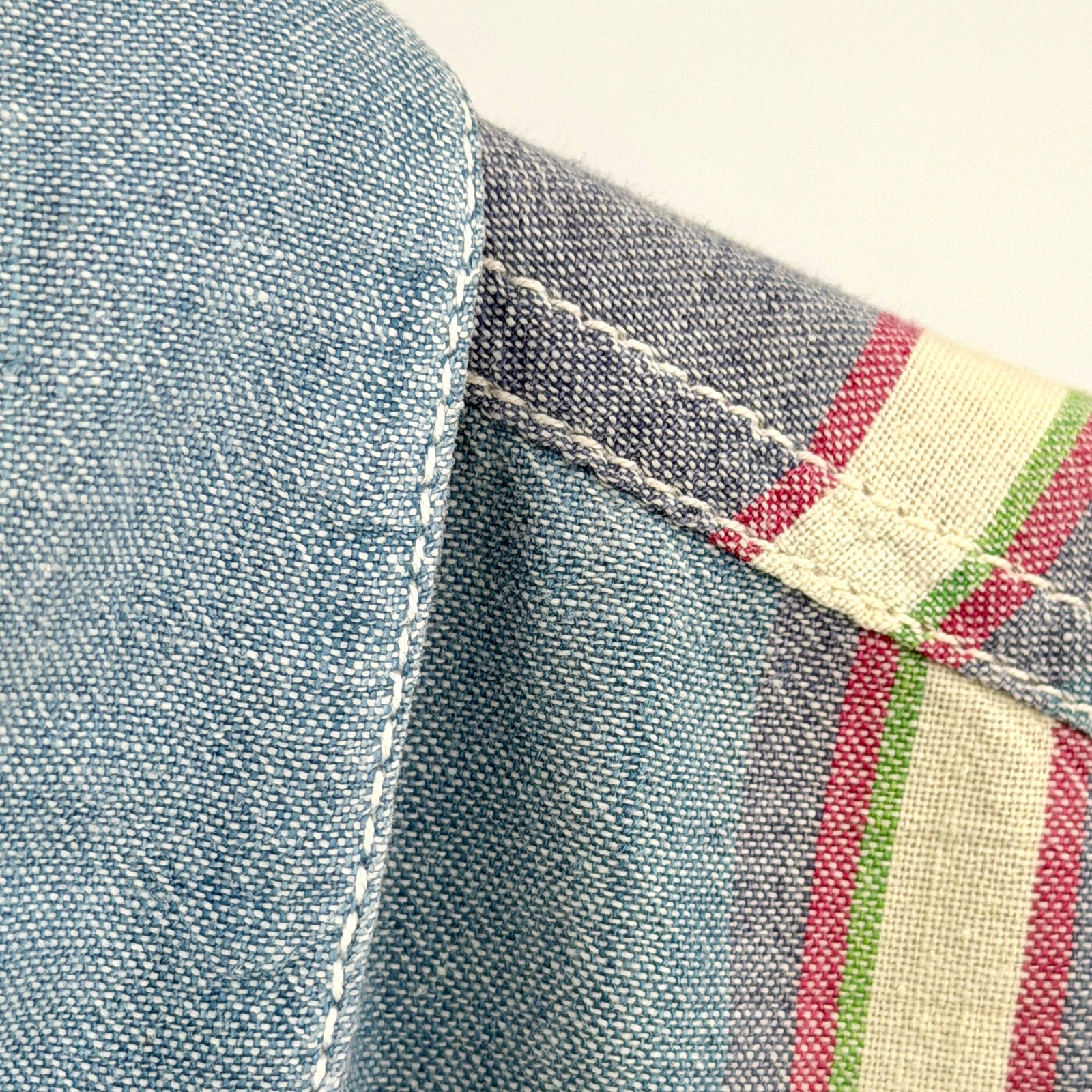 Vintage 90s Address Unknown Blue 100% Cotton Striped Button Down Shirt