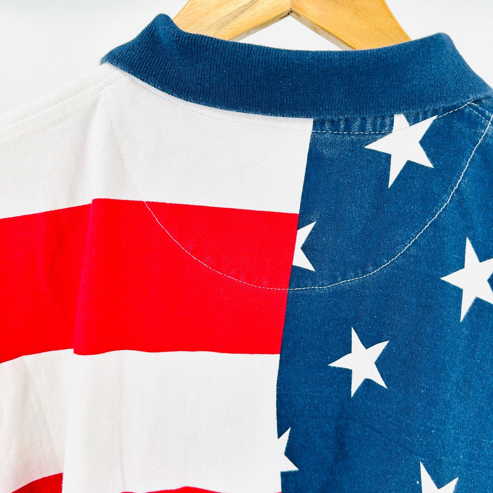Vintage 90s Cotton Traders Sport USA American Flag 100% Cotton Polo Shirt