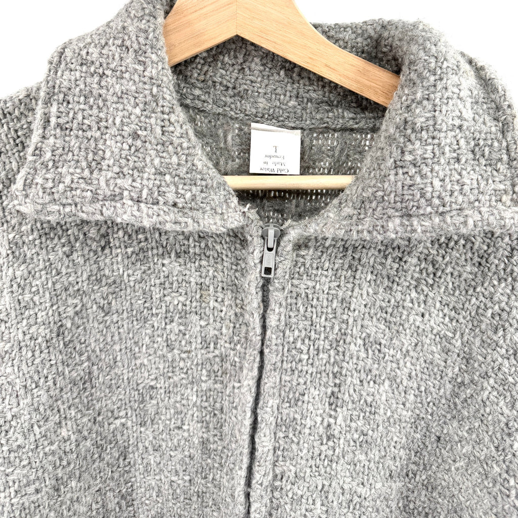 Inka Maki Gray 100% Wool Oversized Zip Front Cardigan Sweater