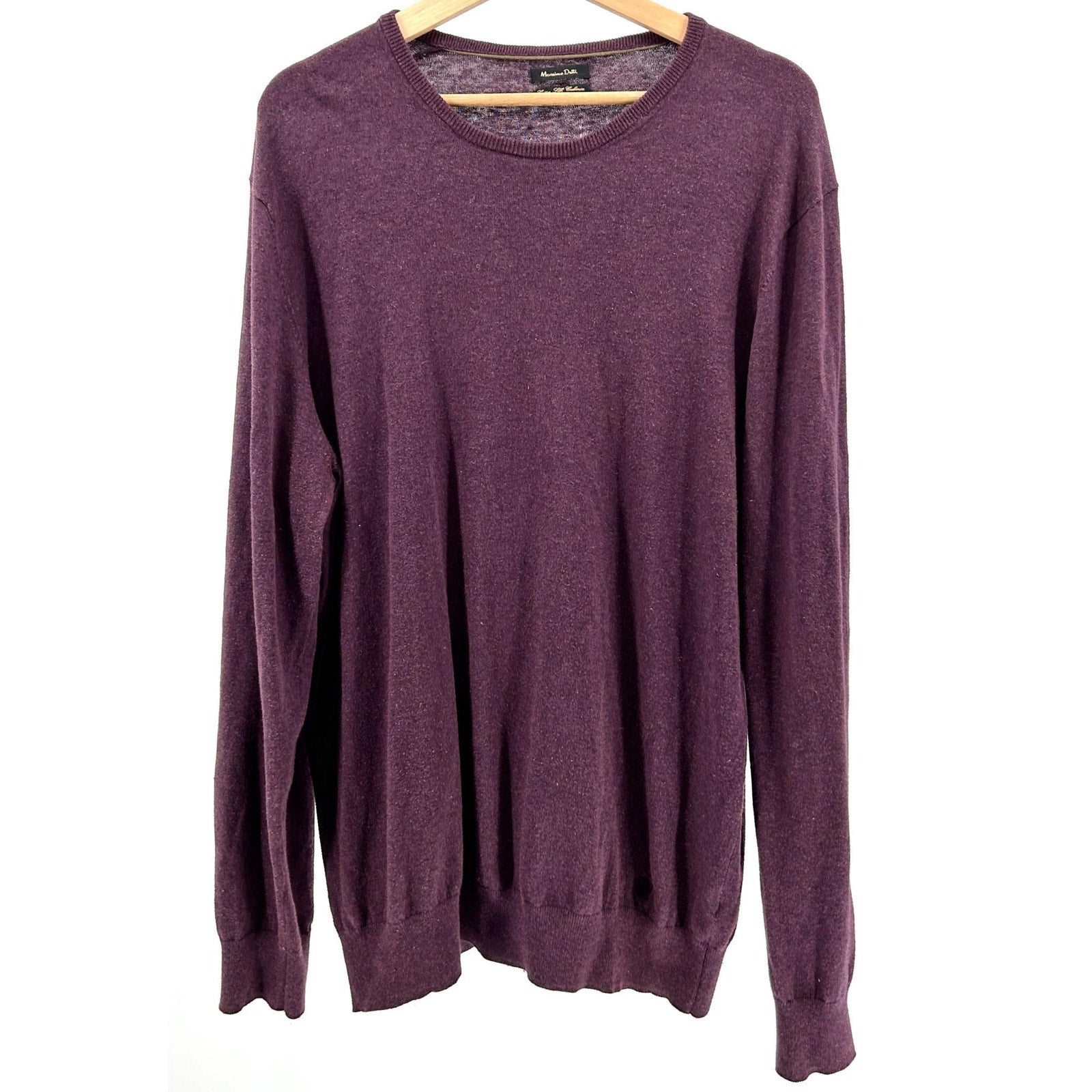 Massimo Dutti Plum Cotton Silk Cashmere Elbow Patch Sweater