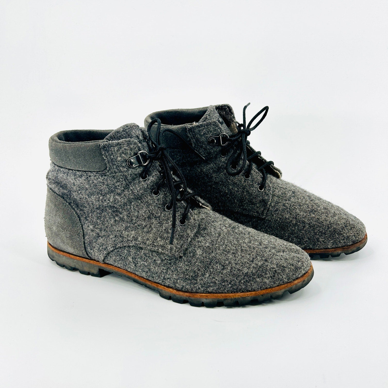 Woolrich x Portland Product Werks Gray Wool Suede Lace-Up Ankle Boots