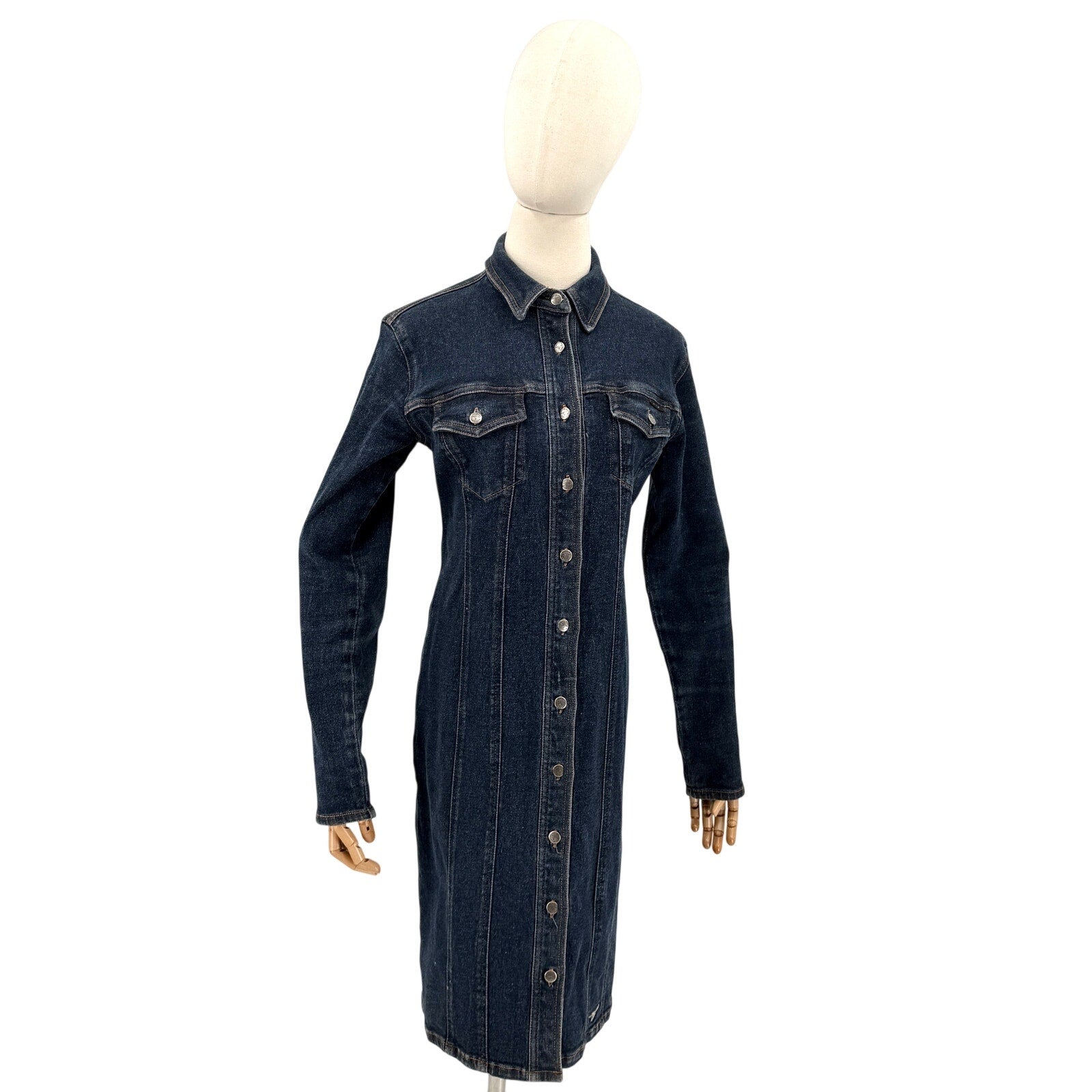 Vintage 90s Sergio Valente Blue Denim Bodycon Midi Dress
