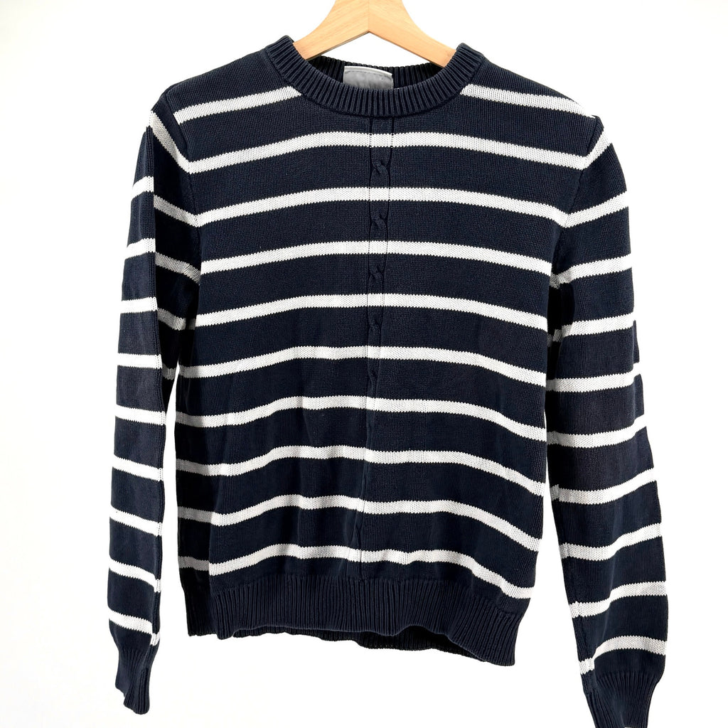 Vintage 90s The Tog Shop Navy Blue 100% Cotton Nautical Preppy Stripe Sweater
