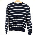 Vintage 90s The Tog Shop Navy Blue 100% Cotton Nautical Preppy Stripe Sweater