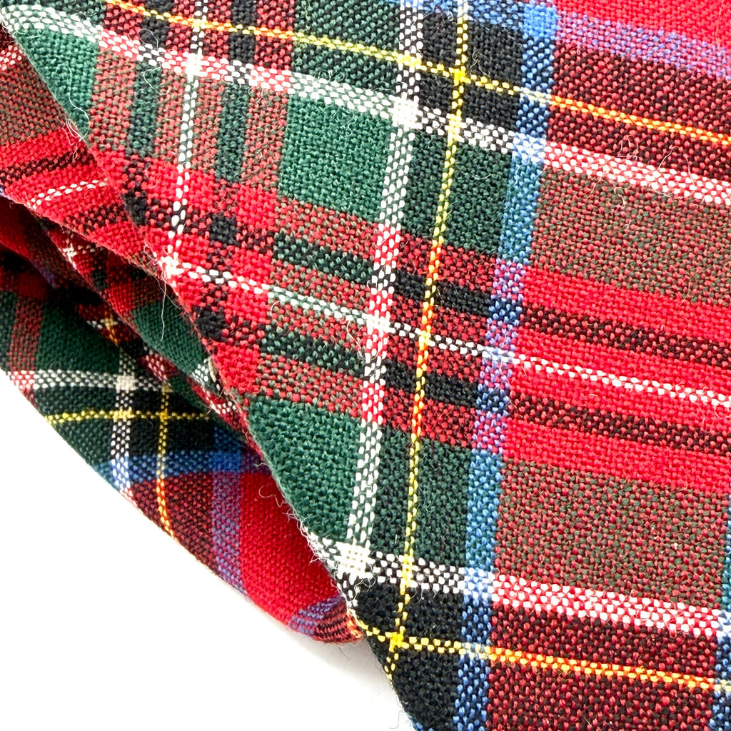 MINT Vintage 80s London 400 100% Wool Red Green Tartan Necktie