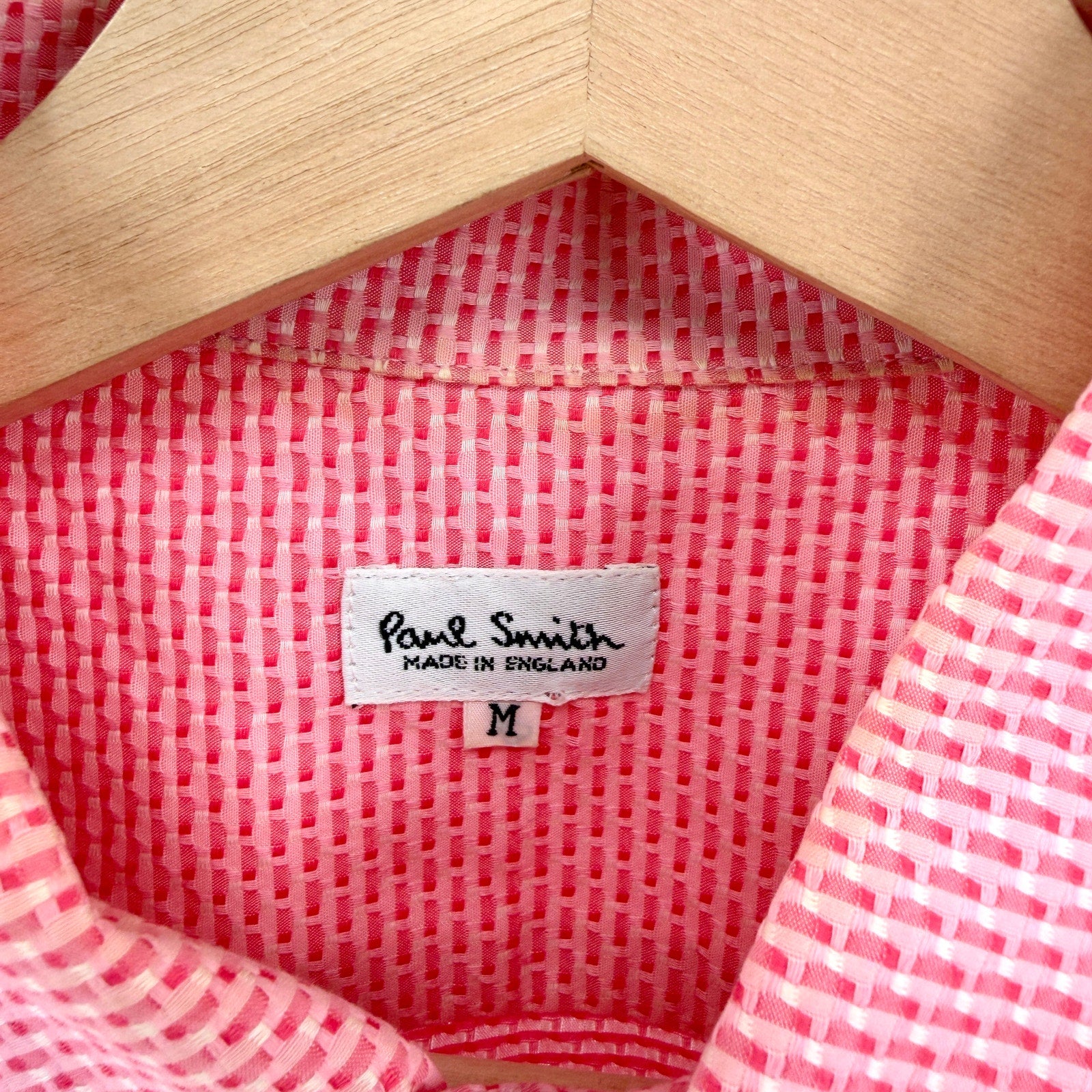 Vintage 90s Paul Smith Textured 100% Cotton Pink Button Down Shirt