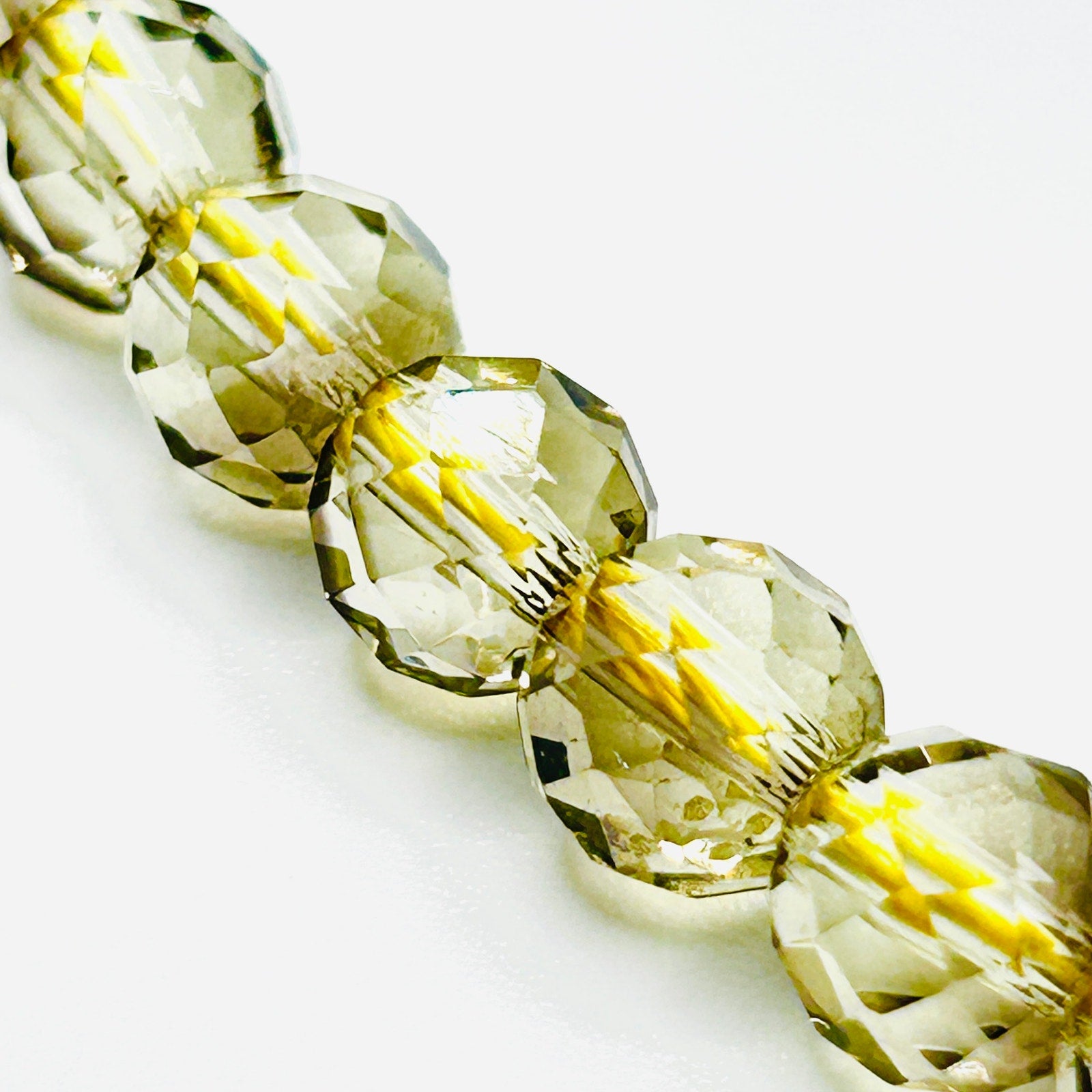 Vintage Faceted Glass Crystal Yellow Transparent Adjustable Bead Necklace