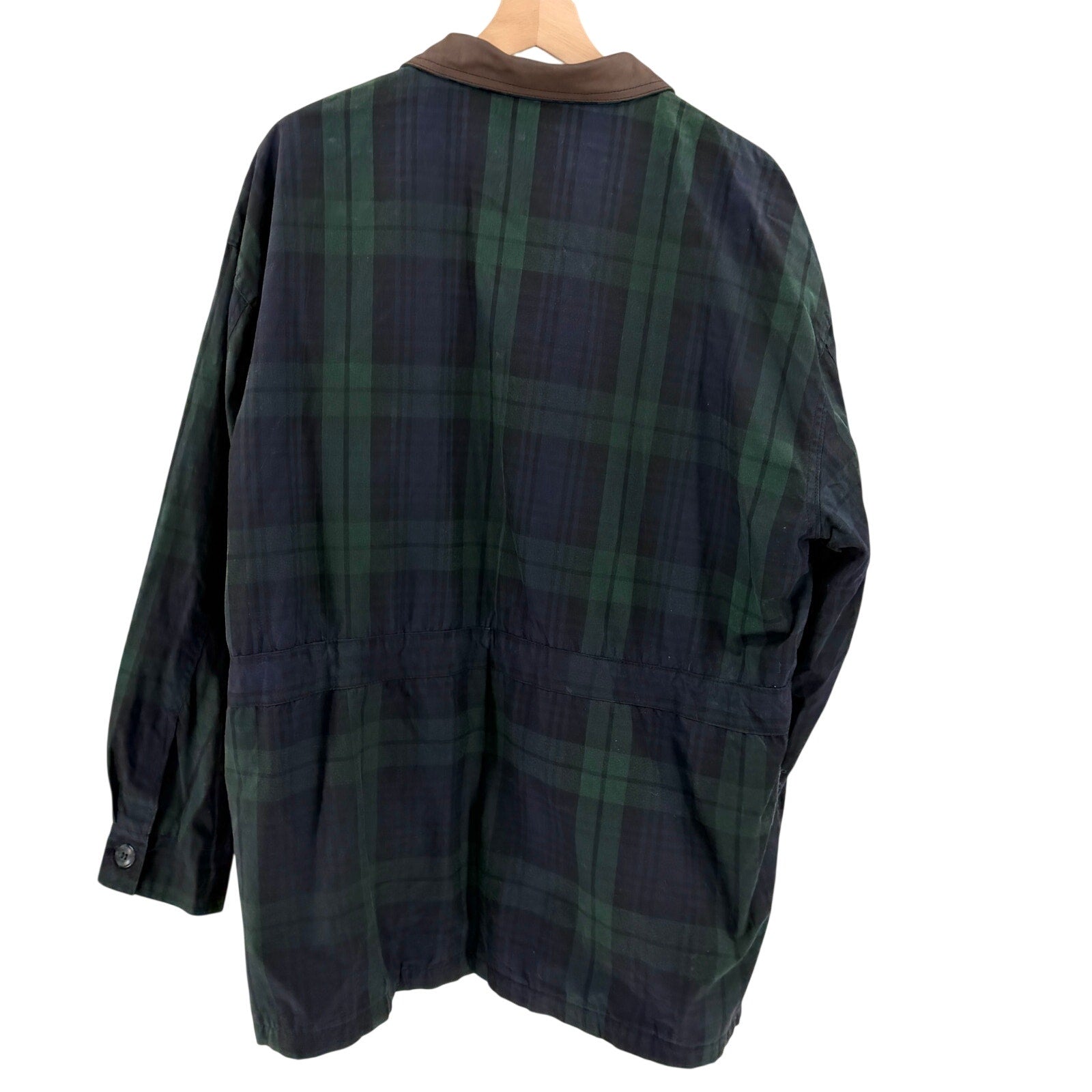 Vintage 90s Kakadu Traders Green Blue Tartan Cotton Oilskin Outback Jacket