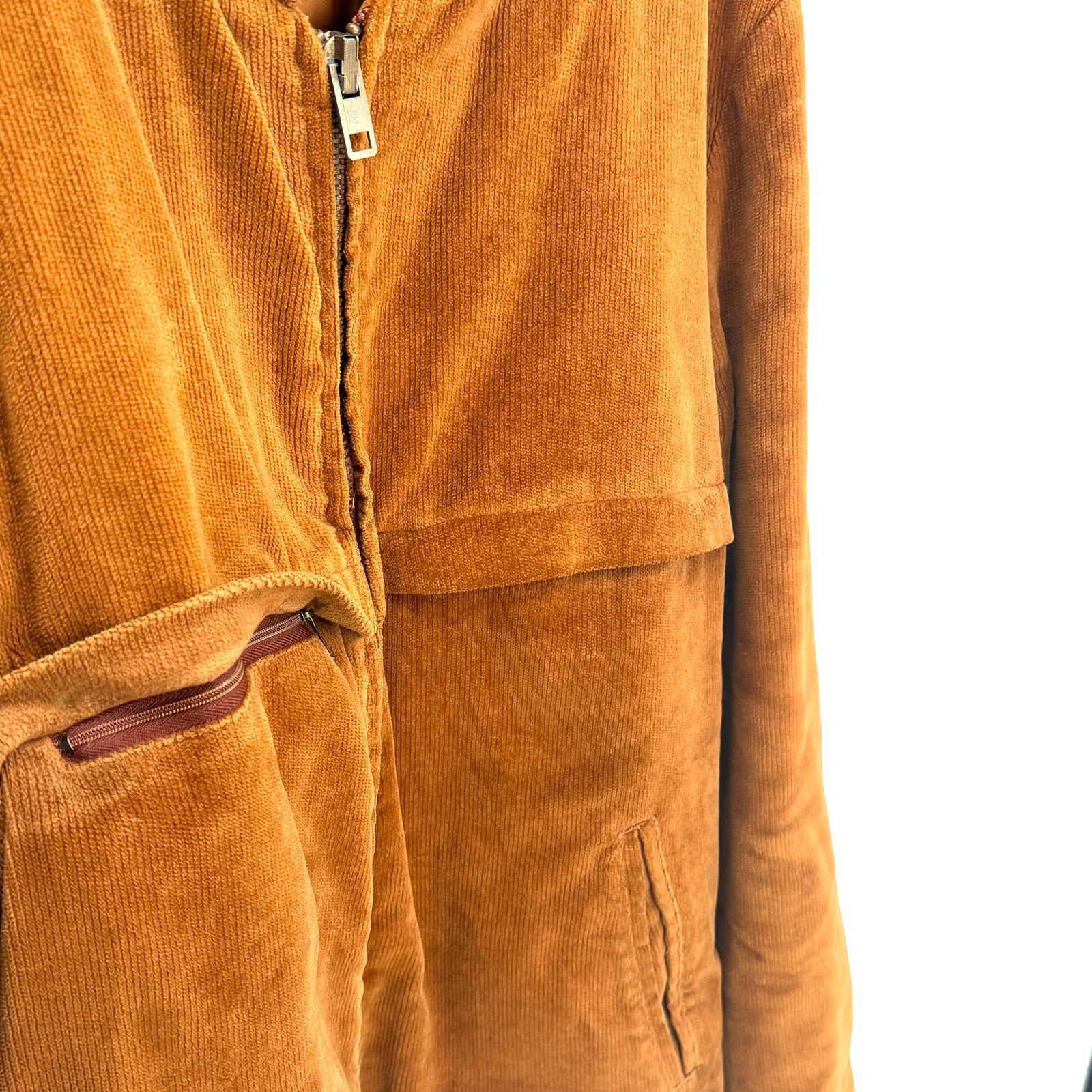 Vintage 70s William Barry Brown Corduroy Quilted Plaid Lined Bomber Jacket