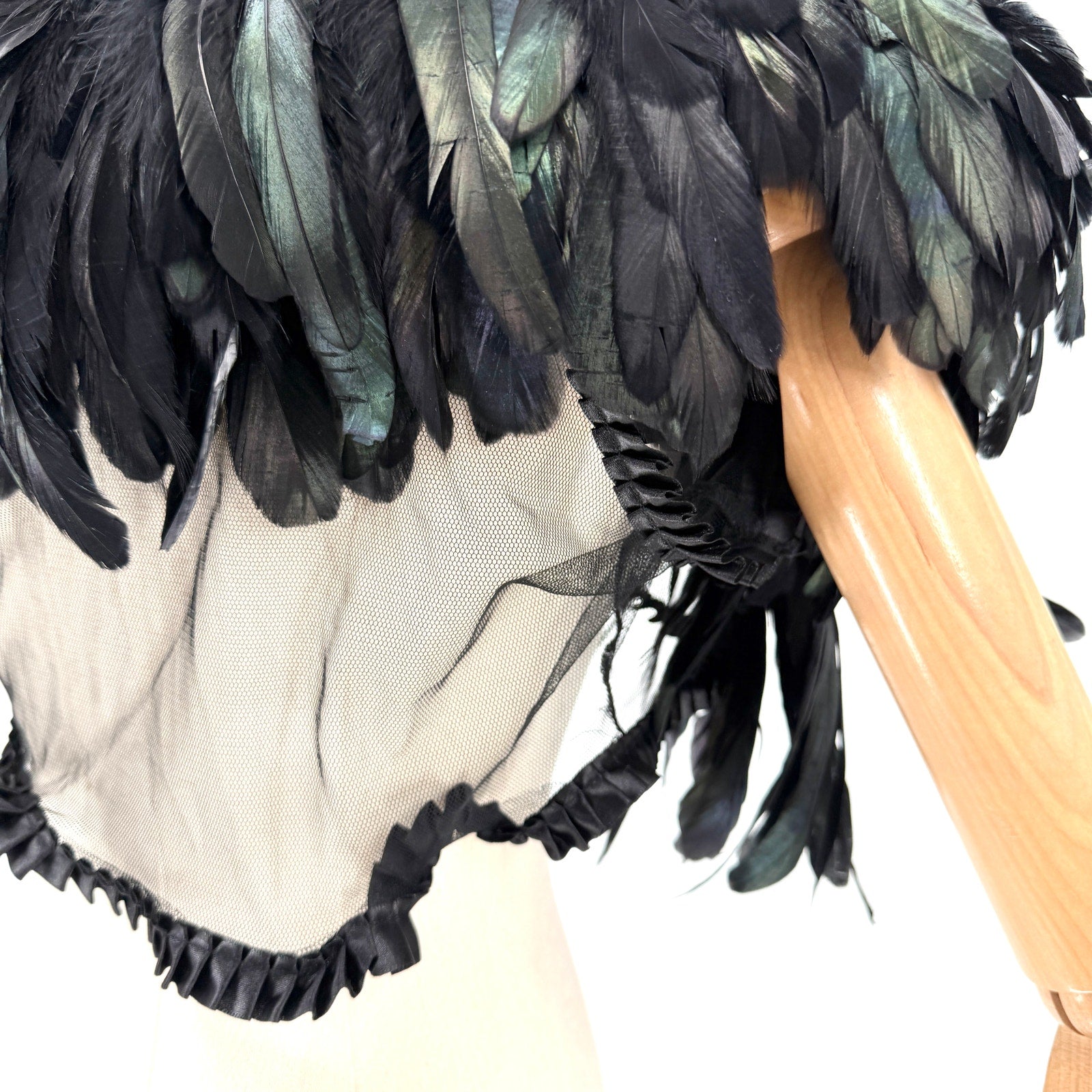 Be Wicked Black Genuine Feather Cropped Shrug Bolero Capelet