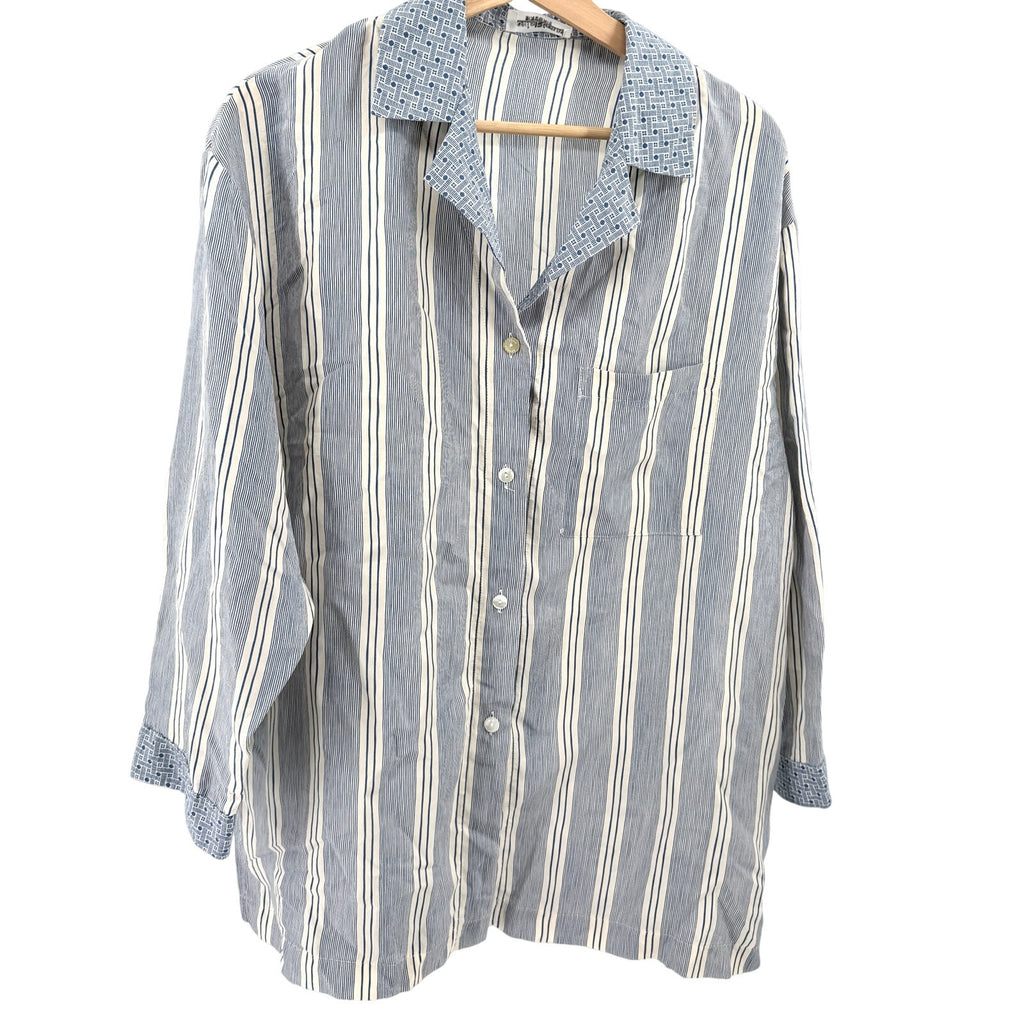 Vintage 90s Louis Féraud 100% Silk Striped Oversized Pajama Top