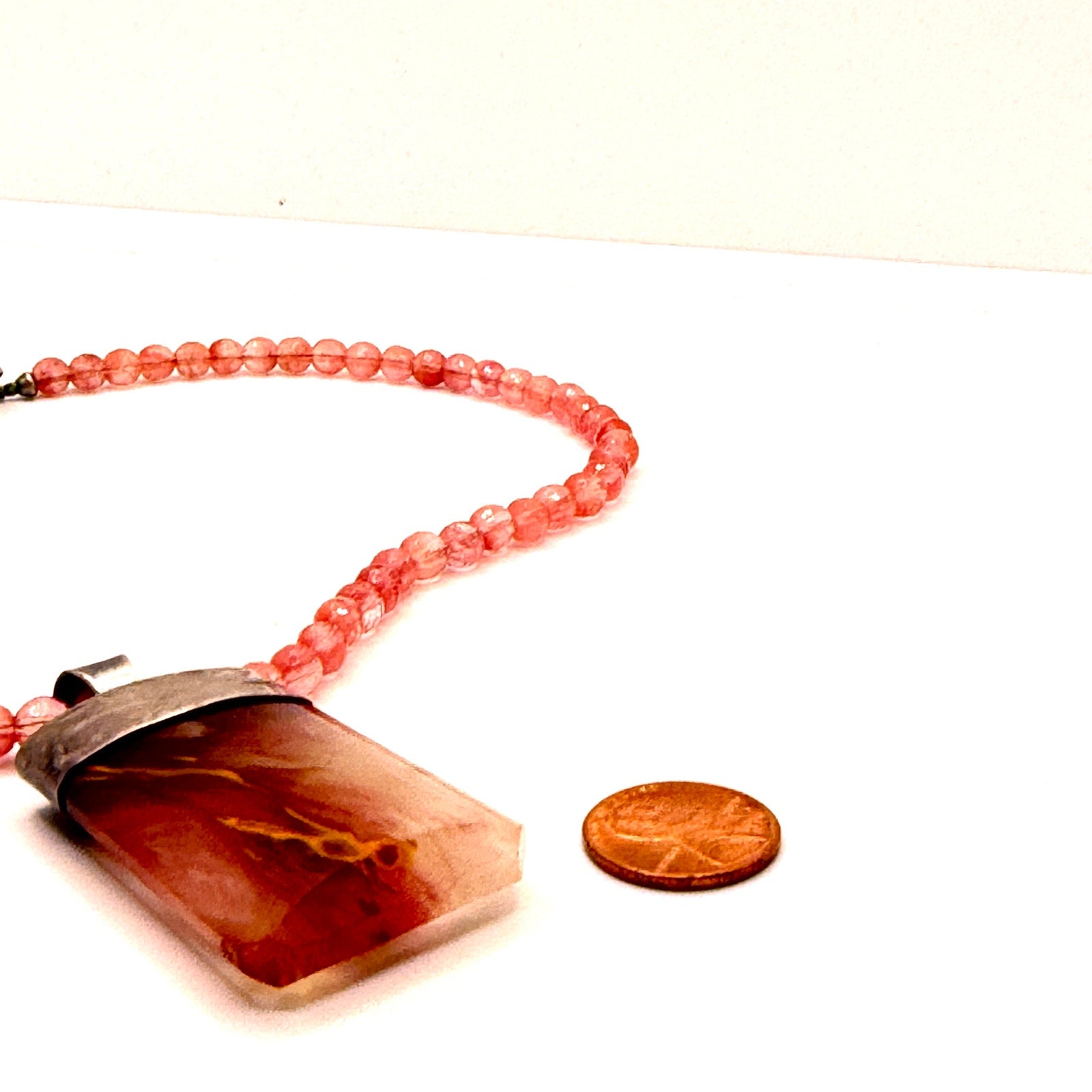 Vintage 90s Gale Self Sterling Rutilated Strawberry Quartz Choctaw Necklace