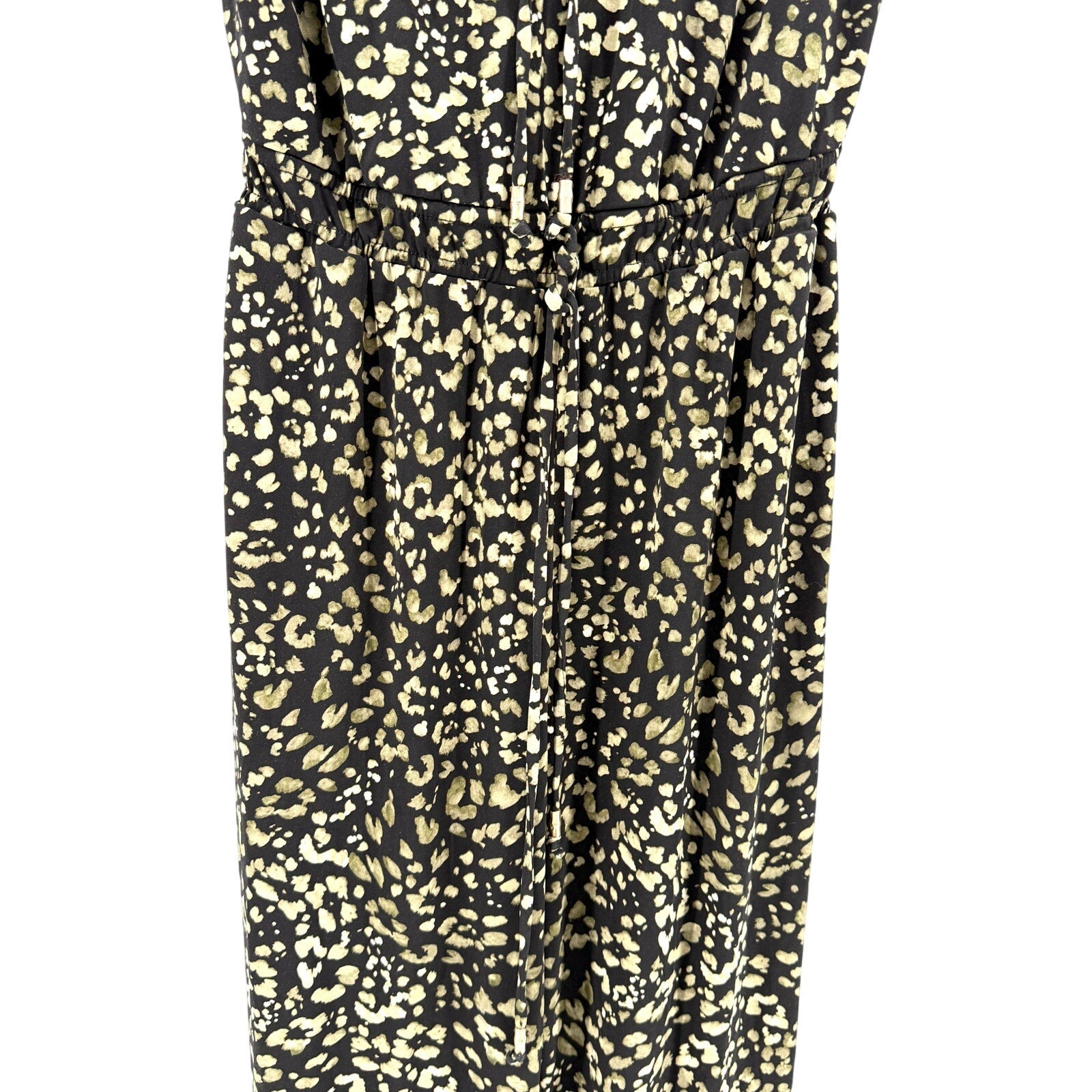 Tommy Bahama Black Green Leopard Print Wide Leg Stretch Jumpsuit