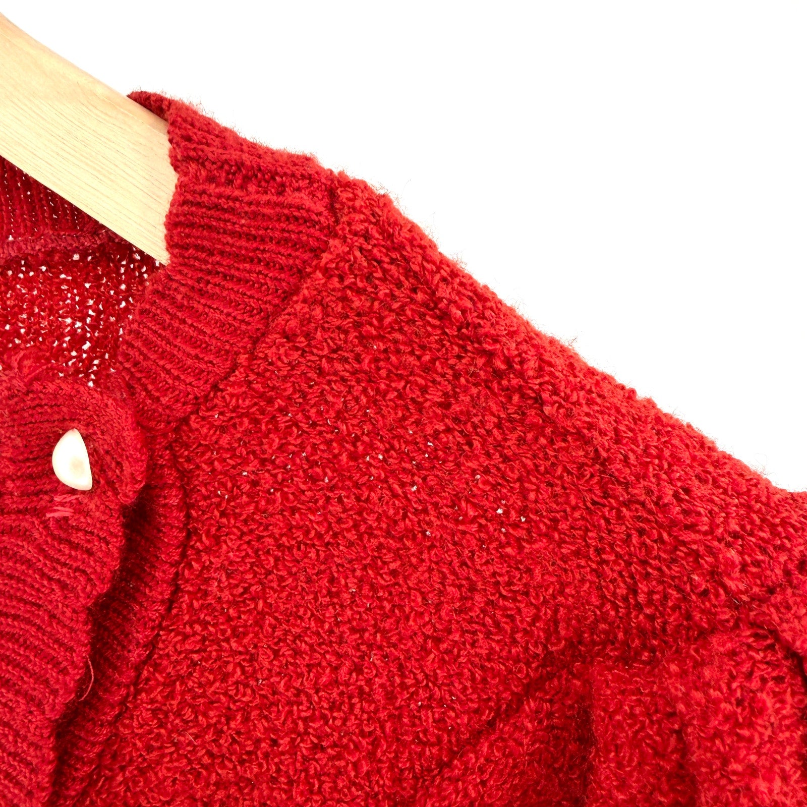 Vintage 80s Gitano Red Romantic Puff Sleeve Asymmetric Cardigan Blouse
