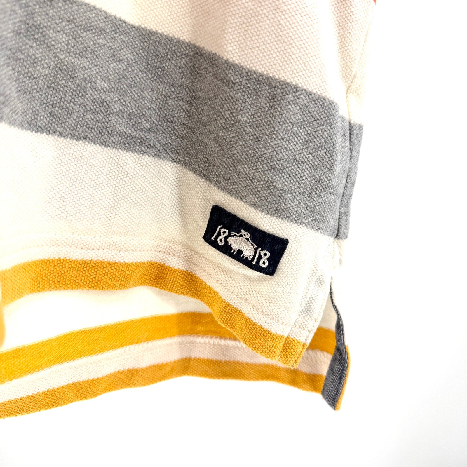Brooks Brothers Red Fleece White Multicolored Striped 100% Cotton Polo Shirt