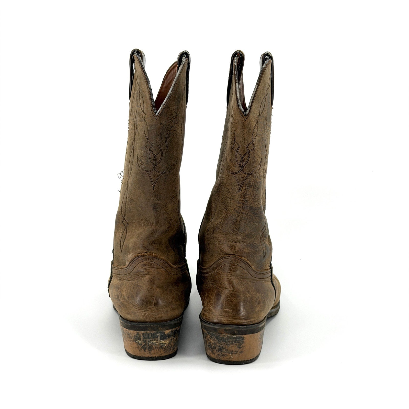 Guide Gear Distressed Brown Genuine Leather Western Cowboy Boots Shoes