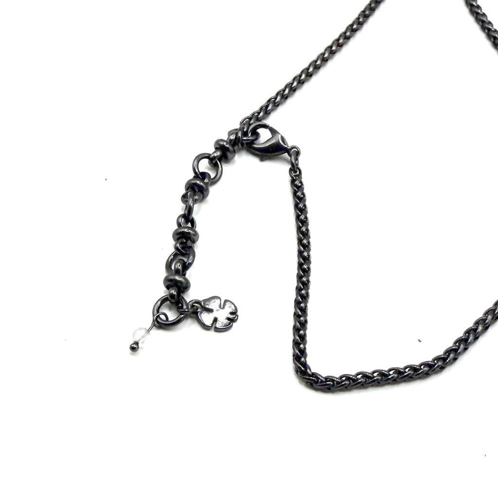 Lucky Brand Blue Gunmetal Resin Boho Glam Pave Halo Drop Y-Necklace