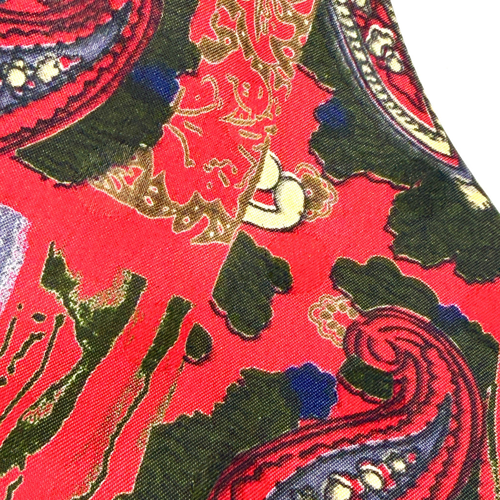 Vintage 90s Red Blue Paisley Patchwork Necktie