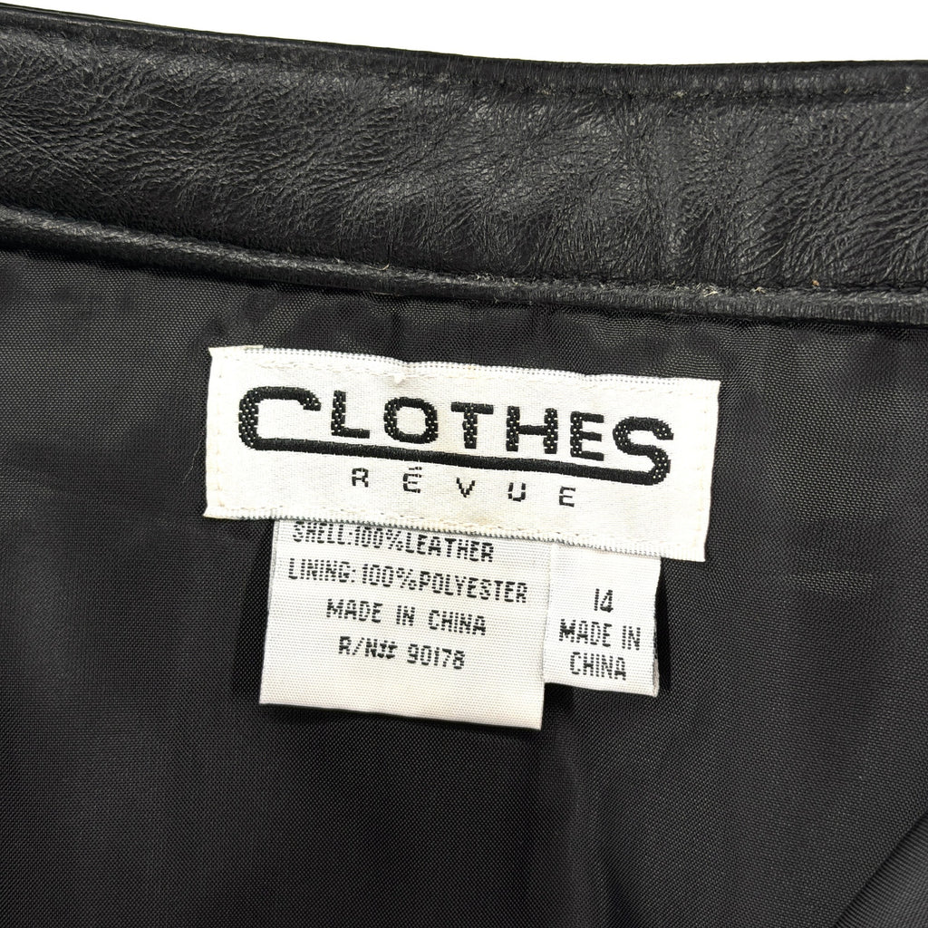 Vintage 90s Clothes Revue Black Genuine Leather Suede Mini Skirt