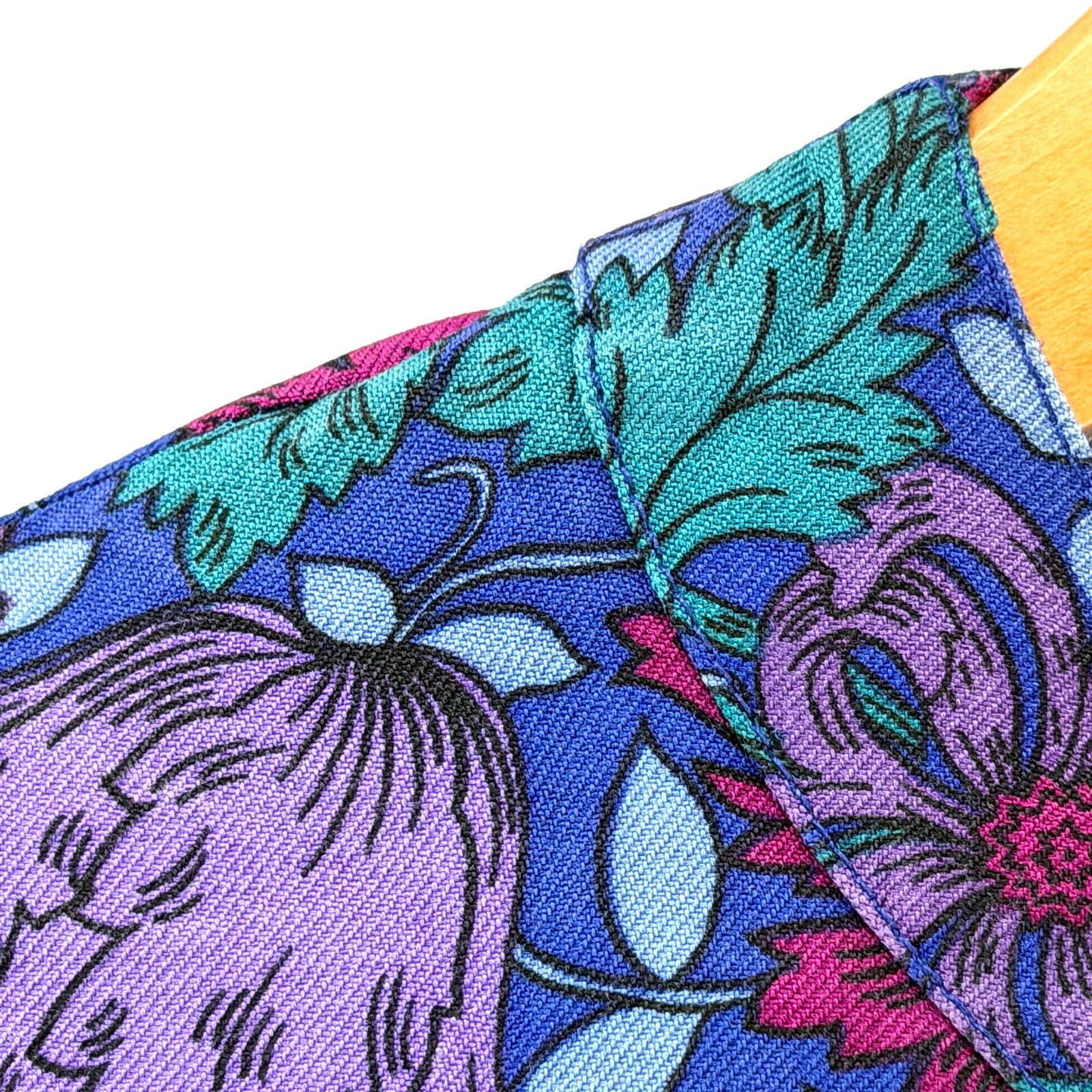Vintage 80s Umi Collections Purple Floral Romantic Silk Wool Drop Waist Dress