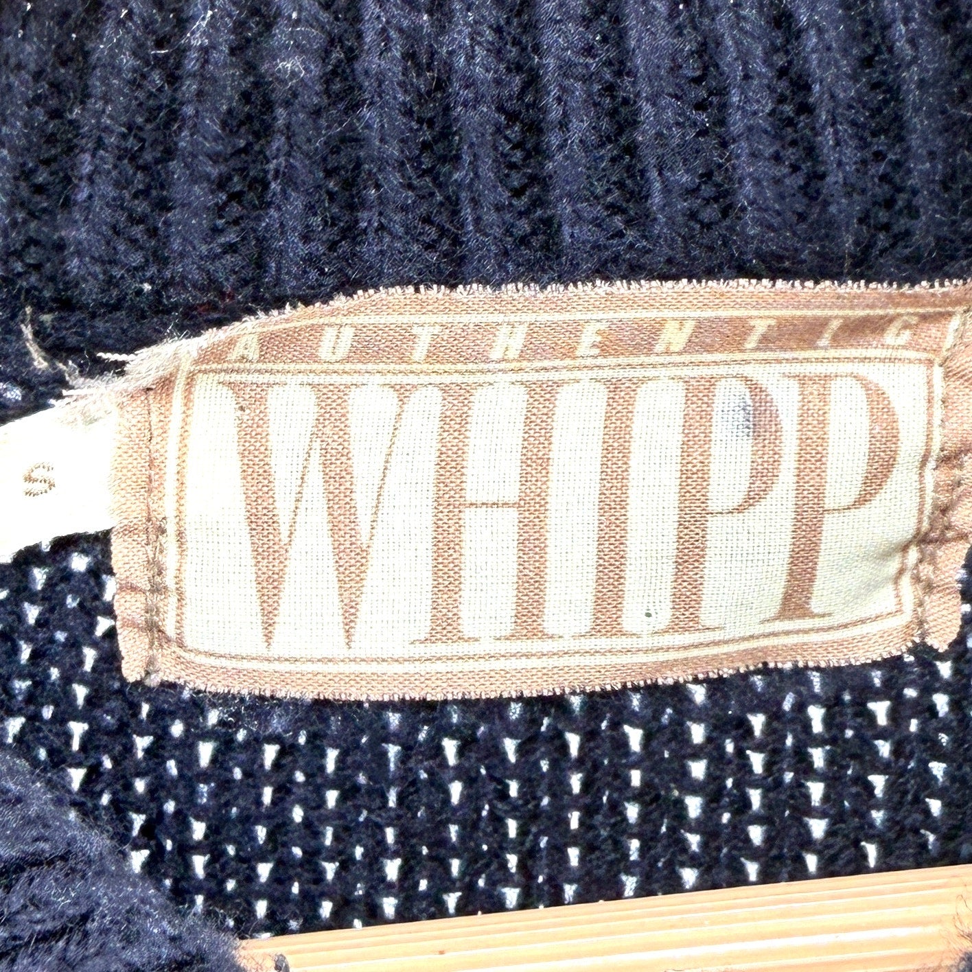 Vintage 90s Authentic Whipp Navy Blue Collegiate Graphic Knit Sweater
