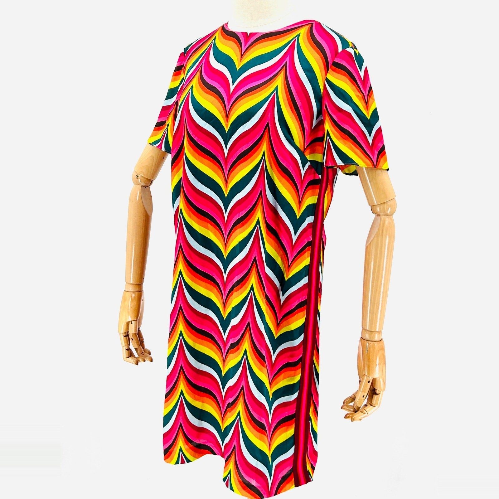 Trina Turk Pink Rainbow Multicolor Chevron Print Mini Dress