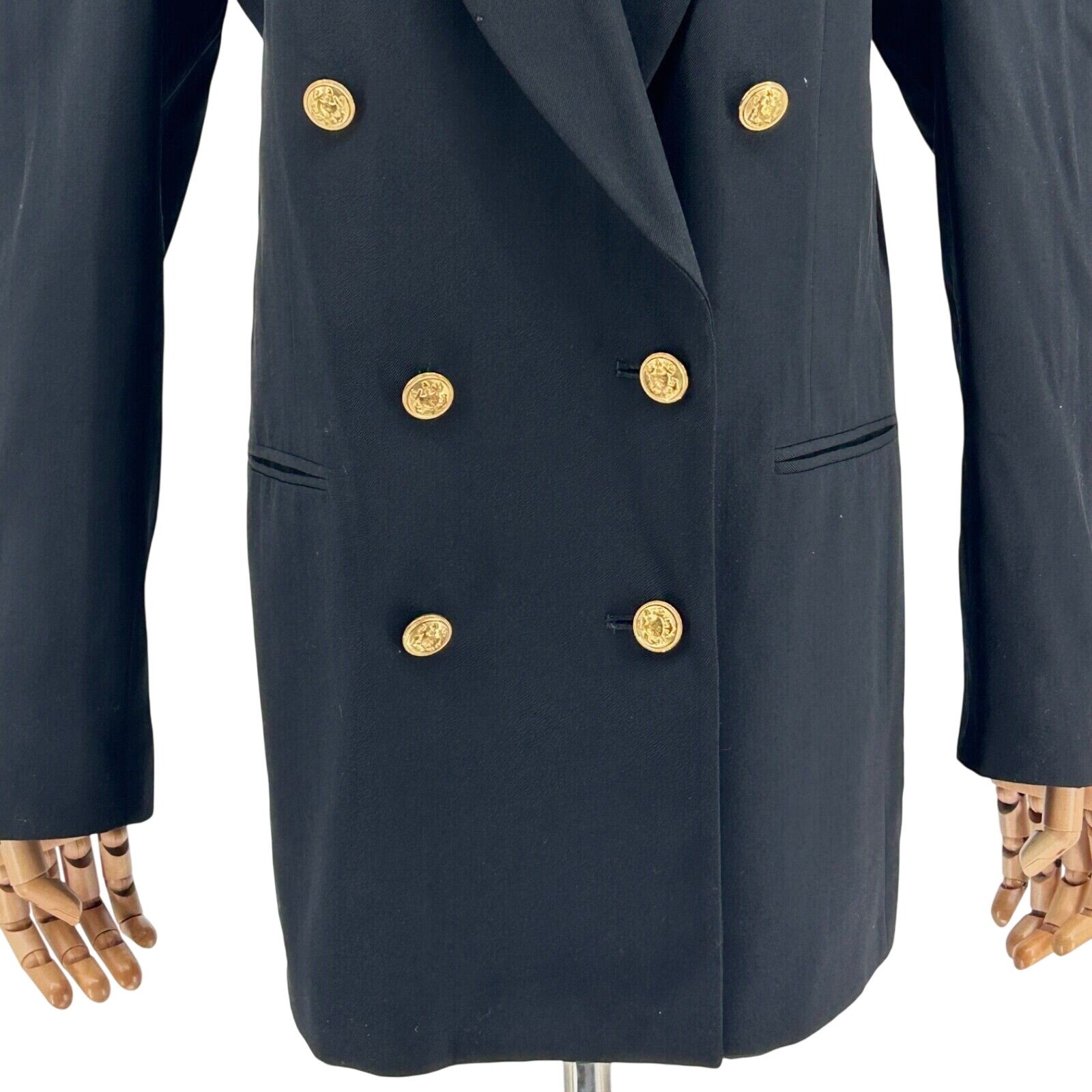 Vintage 90s The J. Peterman Company Black 100% Wool Blazer Tuxedo Jacket