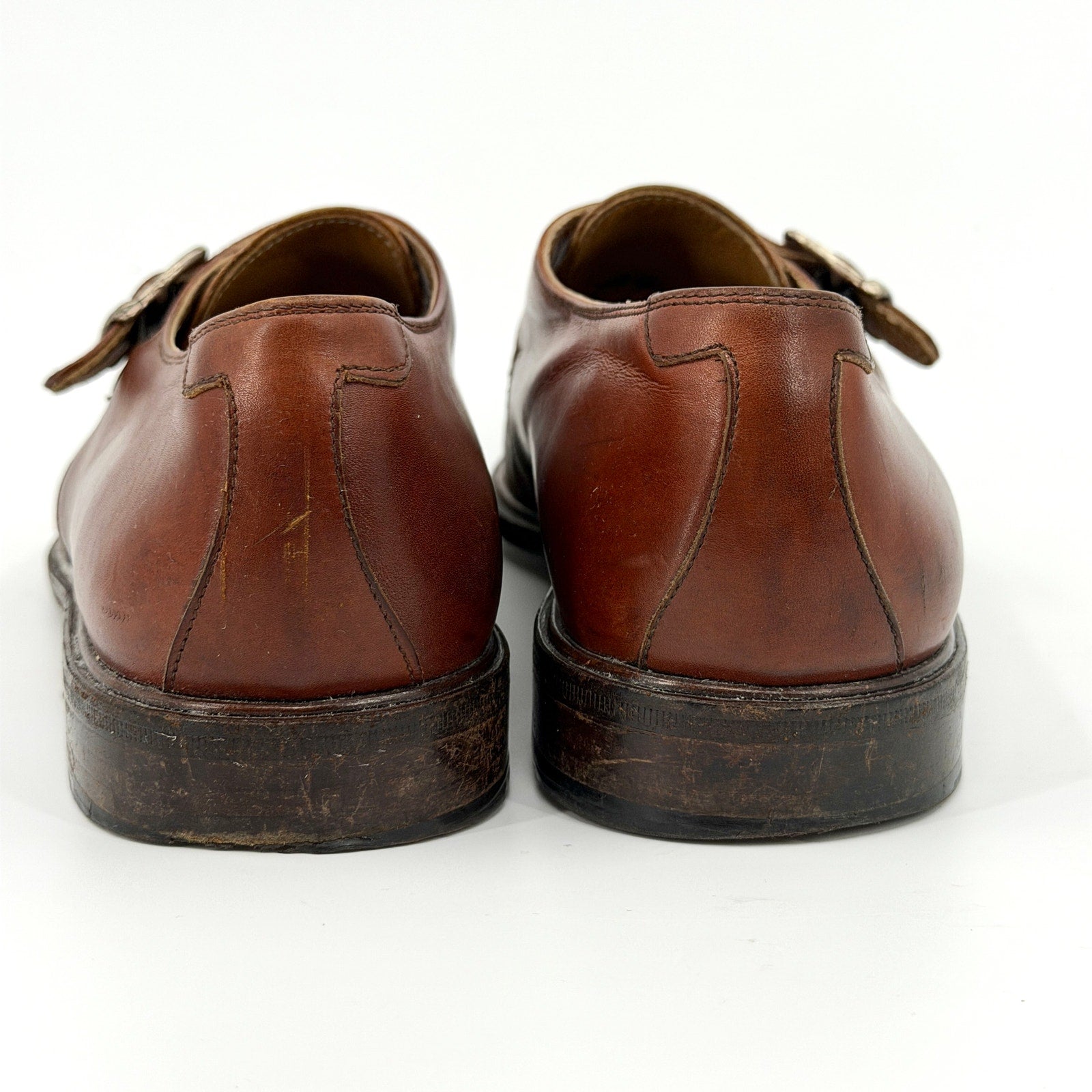 Vintage 90s Italian Brown Genuine Leather Monk Strap Shoes
