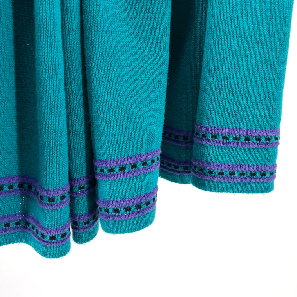 Vintage 90s Chacok Teal Purple Striped Knit Sweater Maxi Skirt