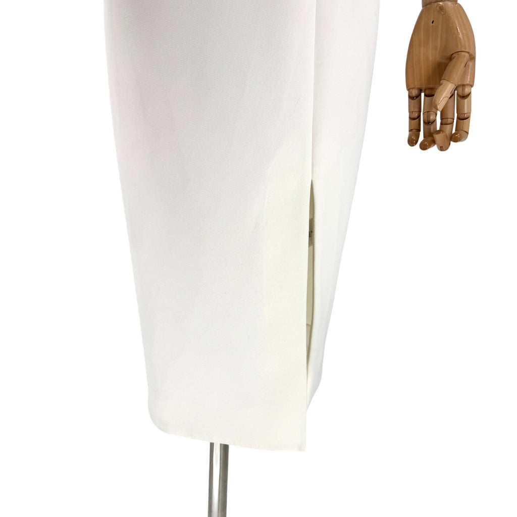 Nicholas White Bonded Crepe Crossover Cutout Midi Cocktail Dress