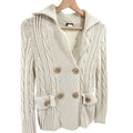 Vintage Y2K J.Crew Cream Cable Knit Shawl Collar Double-Breasted Cardigan