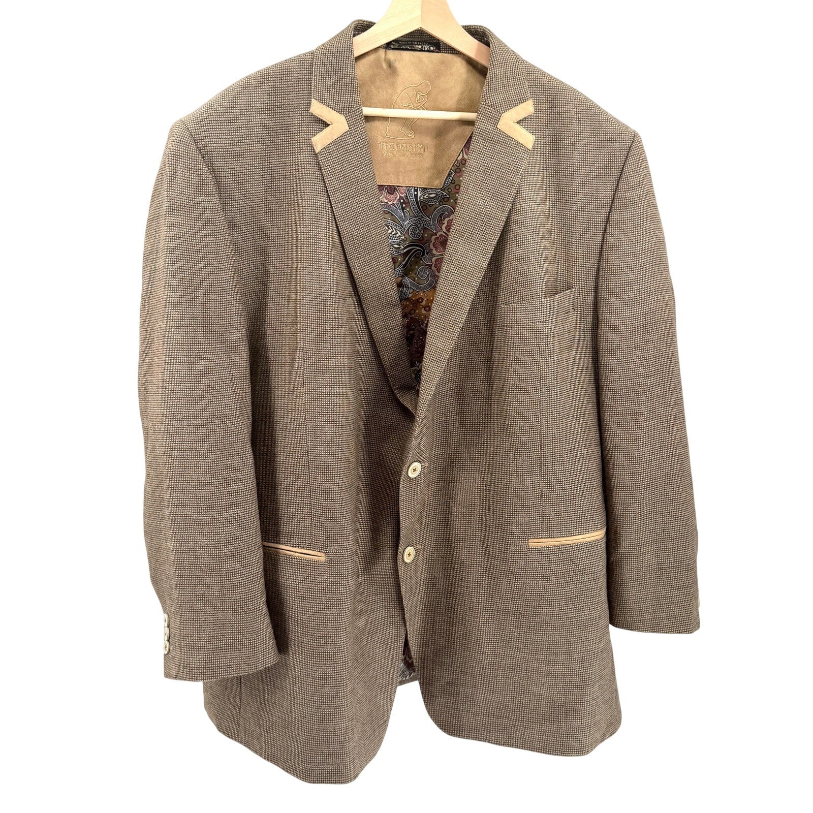 Vintage Y2K Austin Reed Curious Man Brown Silk Wool Blazer