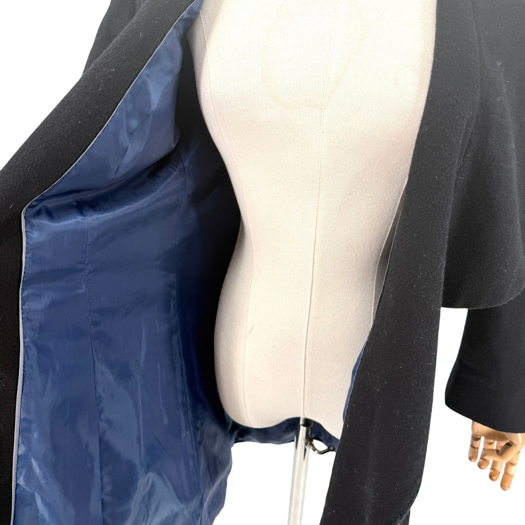 T Tahari Black Draped Cape Collar Open Front Coat