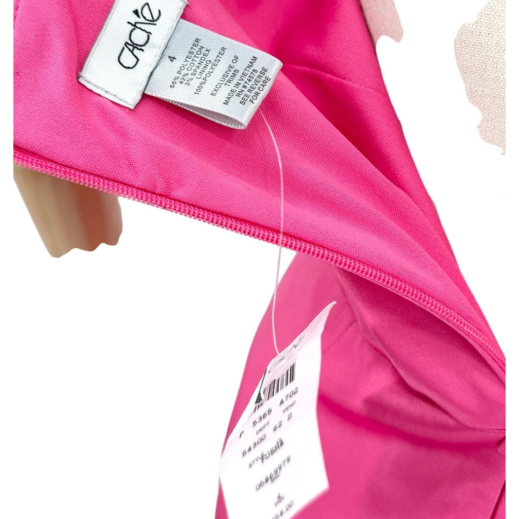 Cache Hot Pink Satin Gold Hardware Pencil Dress
