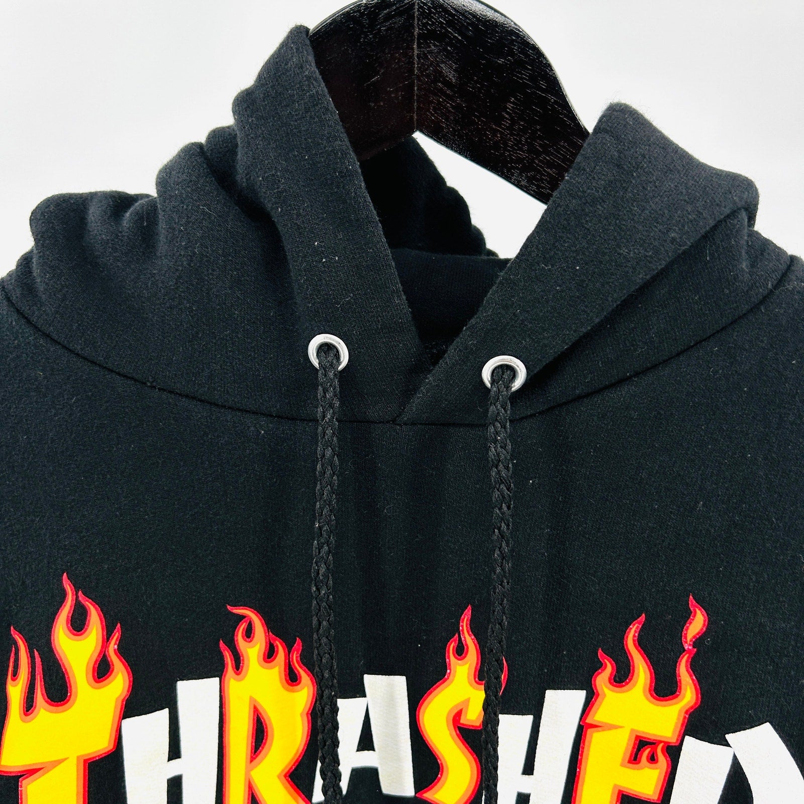 Thrasher Black Skate Flame Logo Pullover Hoodie Sweatshirt