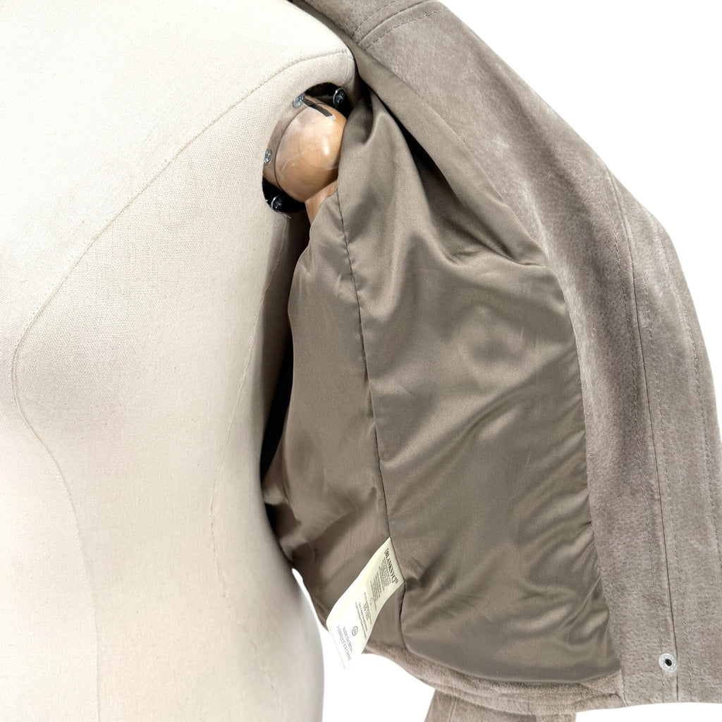 BlankNYC Warm Gray Genuine Suede Leather Moto Jacket