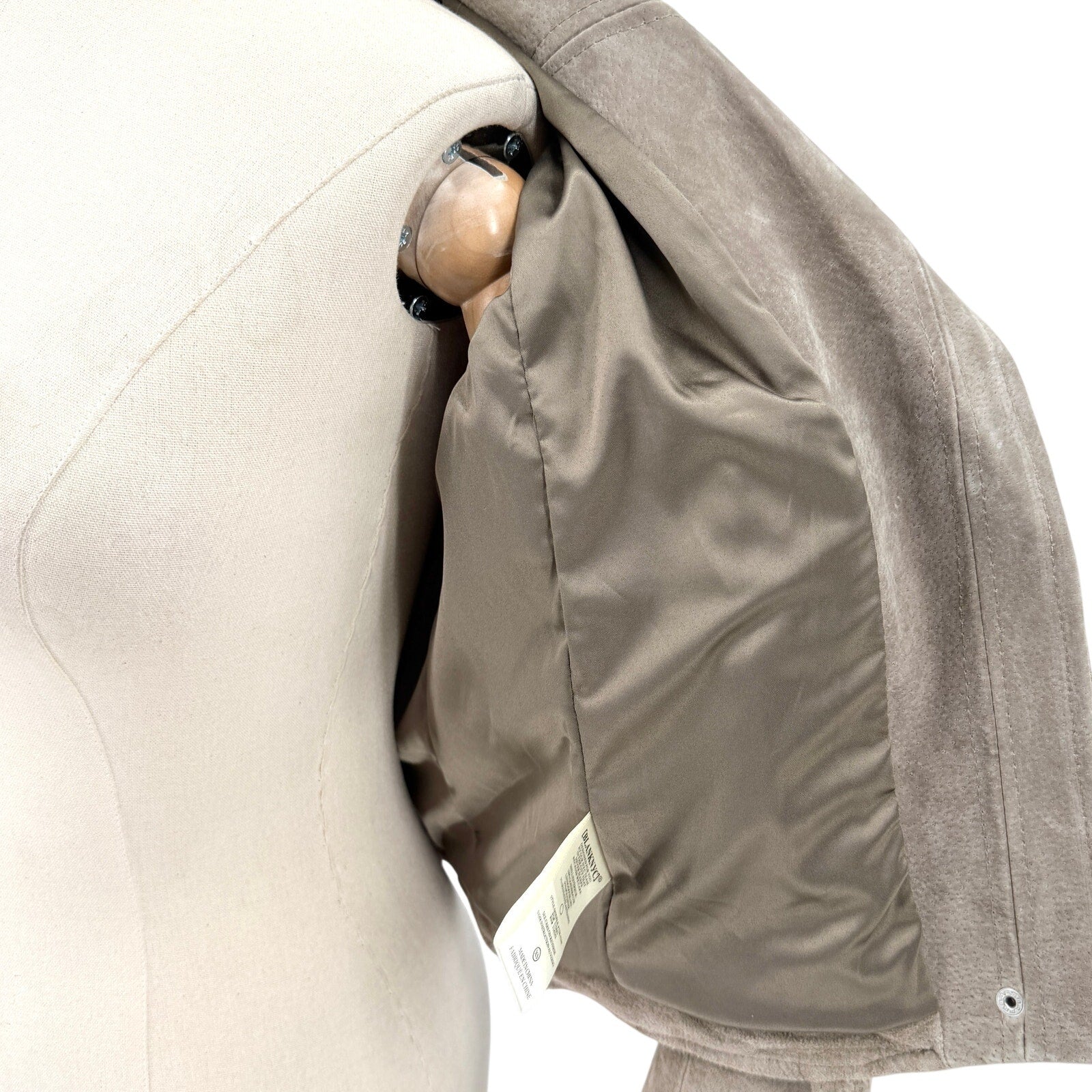 BlankNYC Warm Gray Genuine Suede Leather Moto Jacket