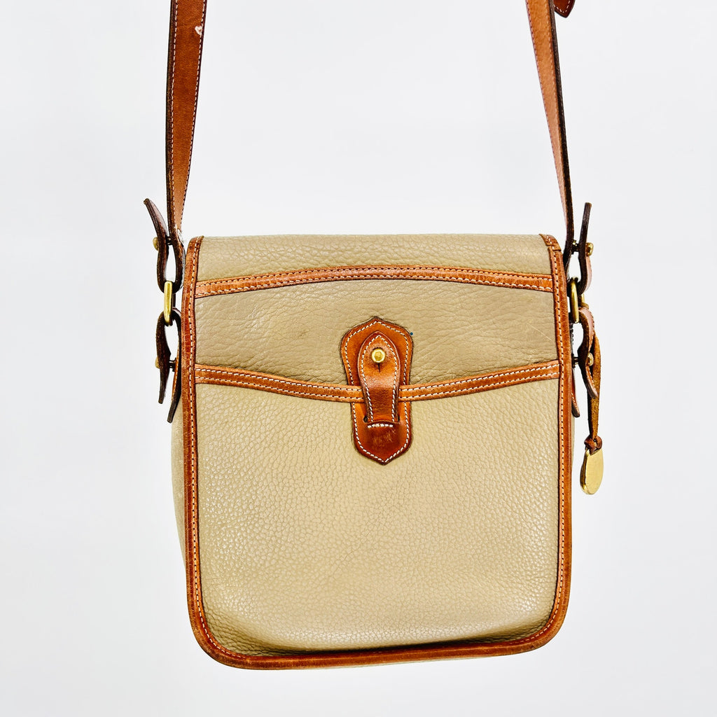 Vintage 90s Dooney & Bourke Bone Tan British All-Weather Leather Crossbody