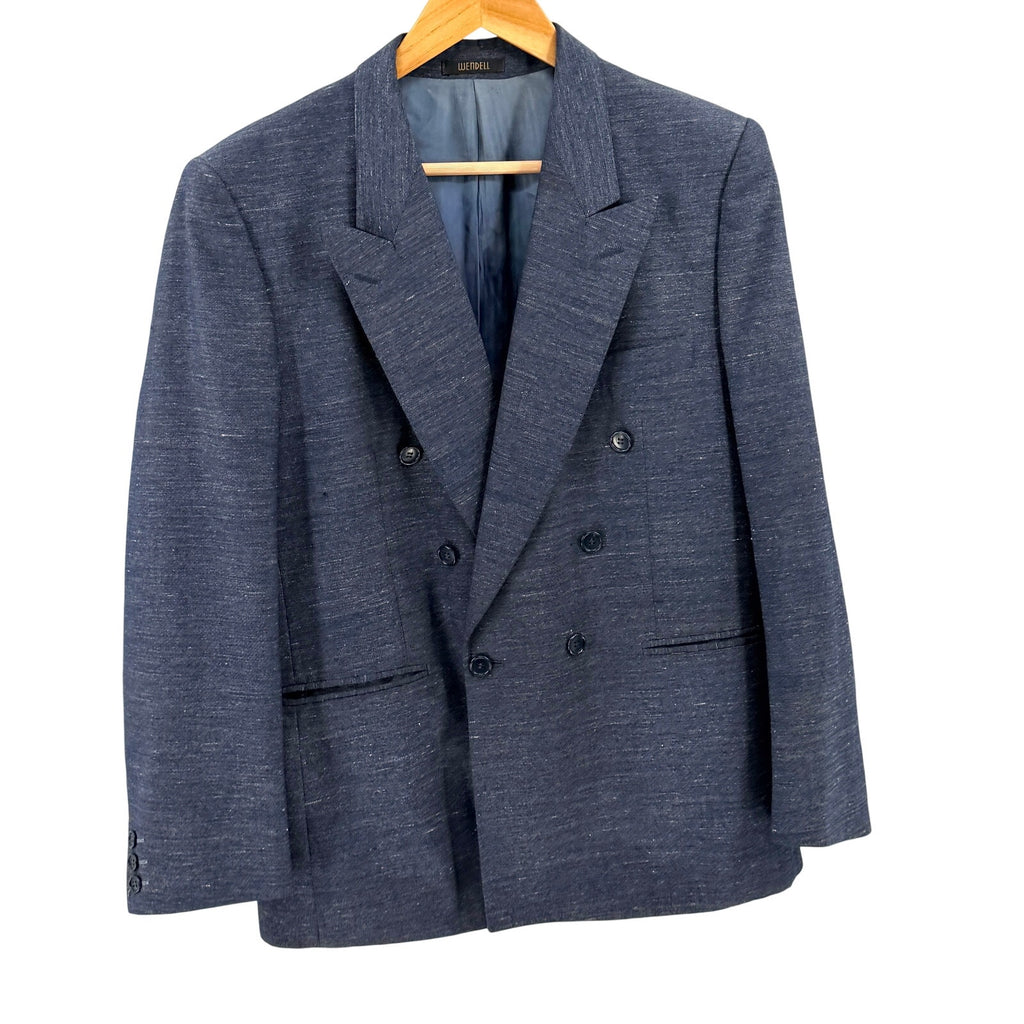Vintage 90s Wendell Indigo Blue Double Breasted Power Dressing Blazer Jacket